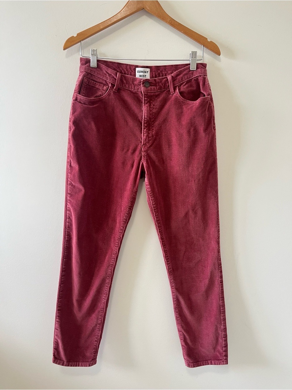 Aritzia Sunday Best Corduroy High Rise Slim Straight Pant Jeans Burnt Clay
